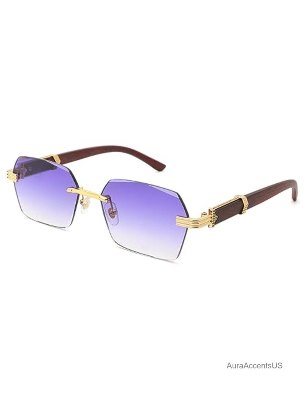 Rimless Rectangle Sunglasses Retro Y2K UV400 Square Shades